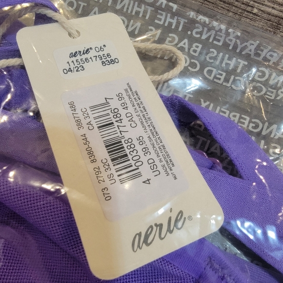 Aerie Smoothez Unlined Mesh Balconette Bra Purple Size 32C NWT! - Picture 2 of 8